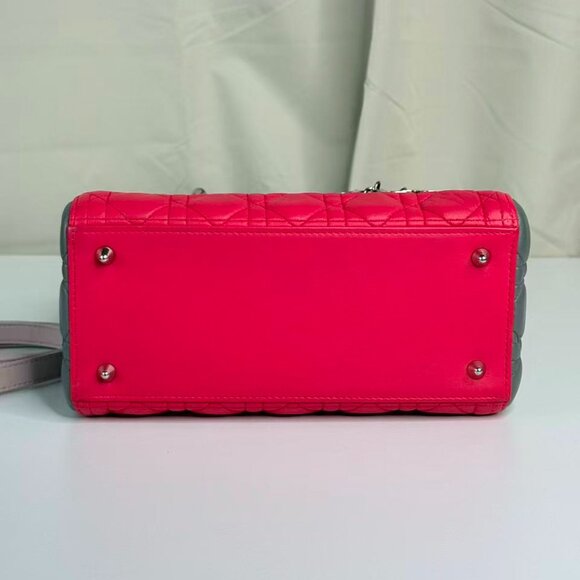 Dior Tri color Medium Lady Dior Shoulder Bag with Pink Quilted Design - Picture 5 of 9